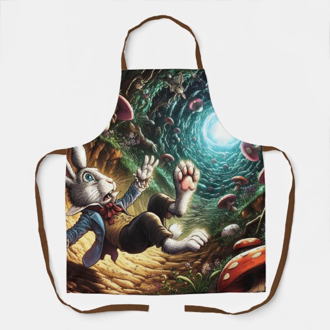 Panikhase, die das Kaninchenloch herunter fällt Schürze (Vorderseite)