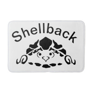 Panikschildkröte versteckt sich in seiner Muschel Badematte