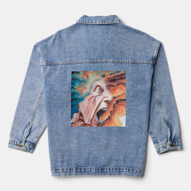 Panikwellen Ölmalerei Jeansjacke (Rückseite)