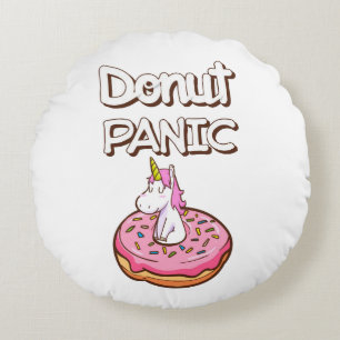 Panique de Donut Unicorn Coussin rond