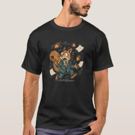 Panisches Büro-Eichhörnchen Lustiger Cartoon T-Shirt