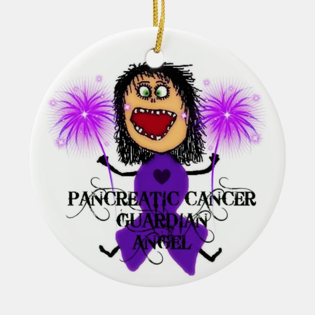 Pankreaskrebs-Vormund Angel Keramikornament (Vorne)