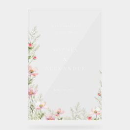 Panneau Acrylique fleur sauvage Mariage Bienvenue.