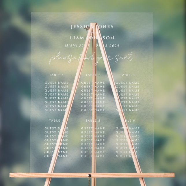 Panneau acrylique givrée avec tableau de siège min (Neutre)