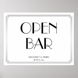 Panneau Art Déco Gatsby Silver Mariage Open Bar Si