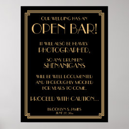 Panneau Art Déco Gold Gatsby Black Open Bar 18x24