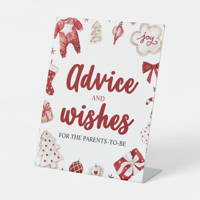 Panneau Baby shower Conseils et souhaits de Noël r (Recto)