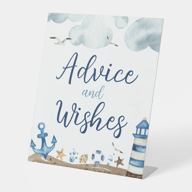 Panneau Baby shower Conseils Et Souhaits Nautiques (Recto)