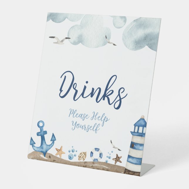 Panneau Baby shower de boissons nautiques (Recto)