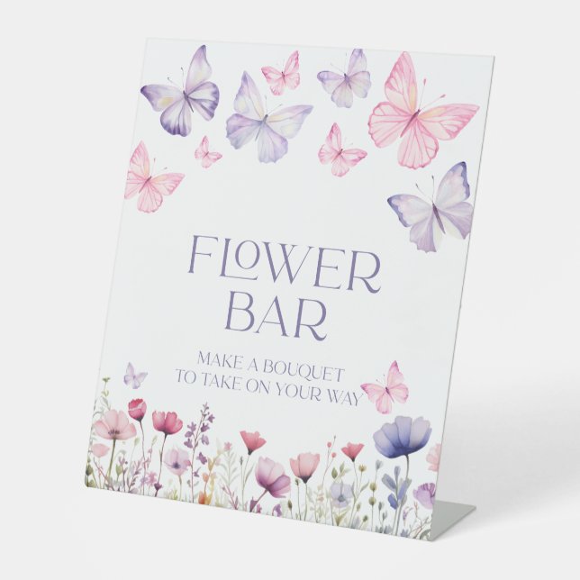 Panneau Baby shower de la barre de fleurs Papillon (Recto)
