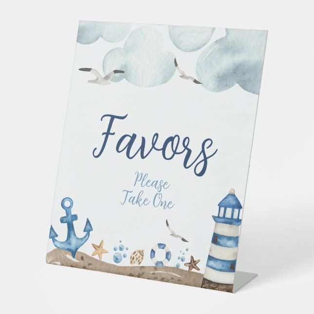 Panneau Baby shower Faveurs nautiques (Recto)