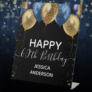Panneau Bleu Gold Joyeux 60e Anniversaire