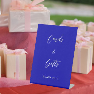 Panneau cadeau des cartes de crédit bleu royal