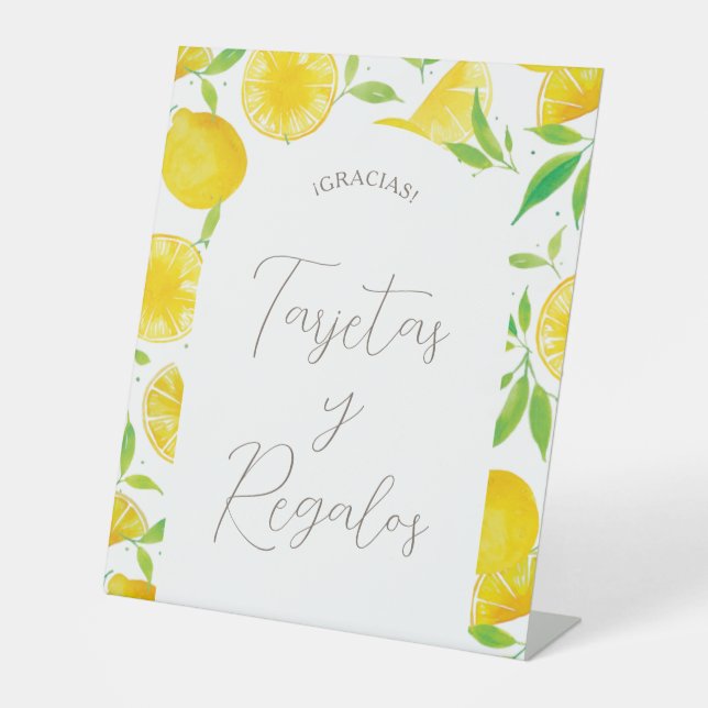 Panneau Cadeaux Fêtes des mariées citron aquarelle (Recto)