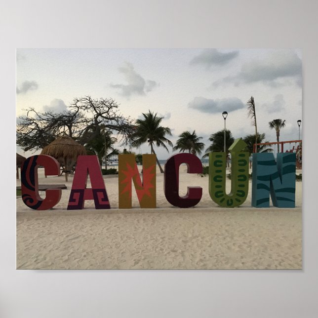Panneau Cancun - Playa Delfines, affiche mexicaine (Devant)