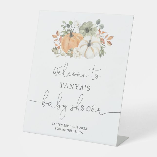 Panneau Citrouille d'automne Baby shower de bienve (Recto)