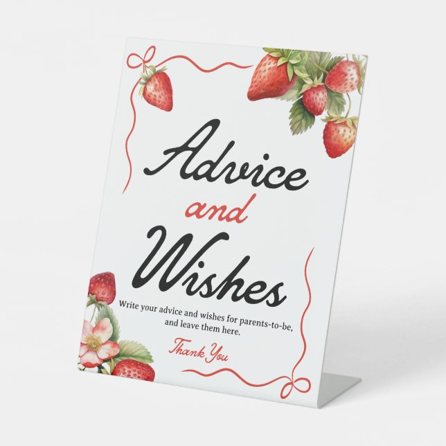 Panneau Conseils et voeux | Baby shower aux fraise (Recto)