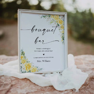 Panneau de bar Bouquet Jaune Élégant