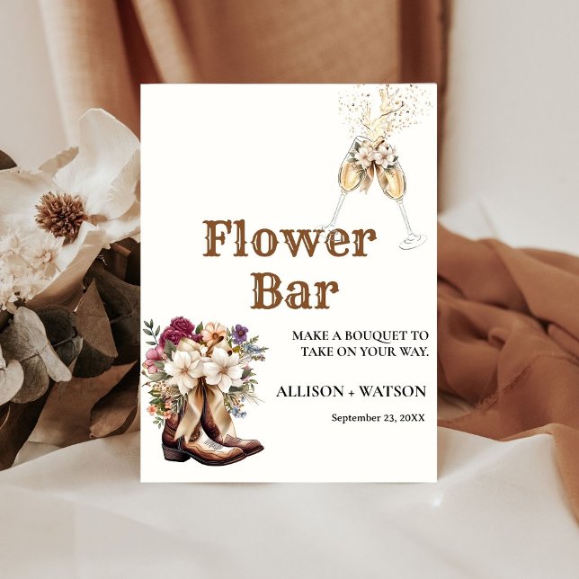 Panneau de bar de fleurs de mariage Boots and Bubb (Créateur téléchargé)