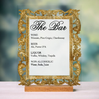 Panneau de bar de mariage - Affichage en acrylique