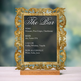 Panneau de bar de mariage - Affichage en acrylique