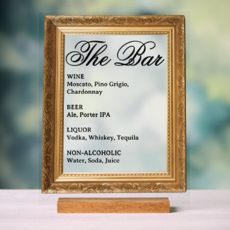 Panneau de bar de mariage - Affichage en acrylique