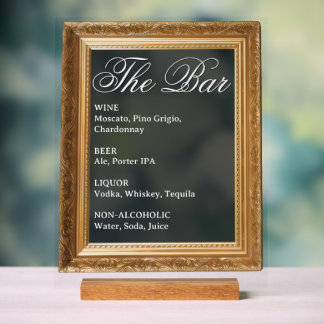 Panneau de bar de mariage - Affichage en acrylique