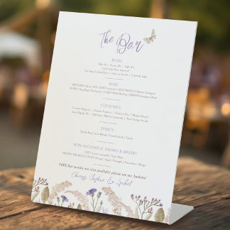 Panneau de bar de mariage de fleurs sauvages d'her