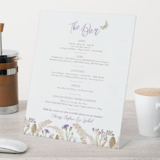 Panneau de bar de mariage de fleurs sauvages d'her