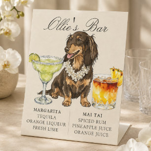 Panneau de bar de mariage hawaïen pour teckel trop