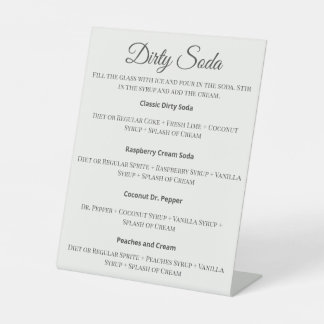 Panneau de bar de soda sale avec des recettes pour