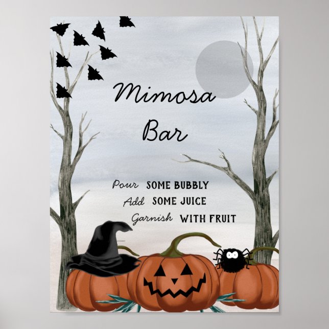 Panneau de bar Mimosa Halloween, Affiche de fête H (Devant)