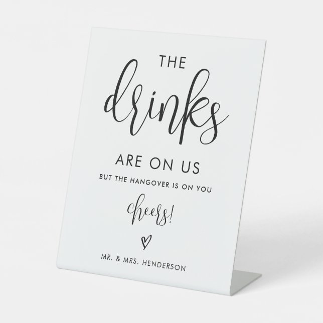 Panneau de bar ouvert Drinks On Us (Recto)