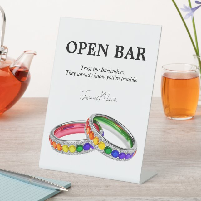 🌈 Panneau de bar ouvert drôle entrelacé dans la F (In SItu)