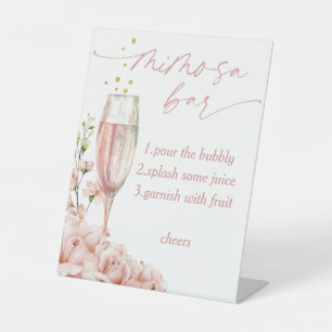 Panneau de bar rose Floral Brunch et bulle Mimosa