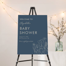 Panneau de bienvenue Baby Shower Topaz Blue Wildfl