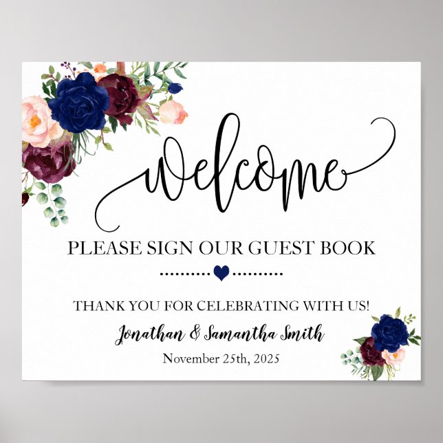 Panneau de bienvenue dans notre livre d'or mariage (Devant)