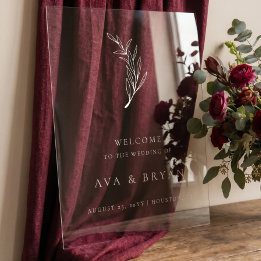Panneau de bienvenue de mariage à branche d'olive