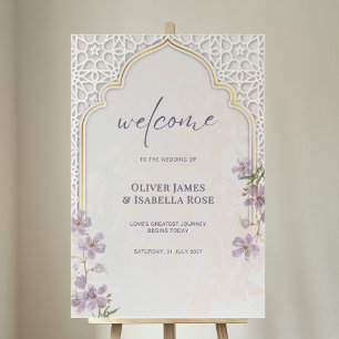 Panneau de bienvenue de mariage à l'arche arabesqu