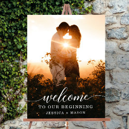 Panneau de bienvenue de mariage à l'écriture éléga