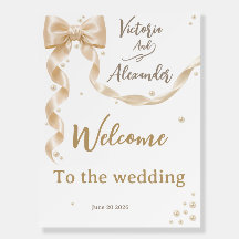 Panneau de bienvenue de mariage à ruban de satin é