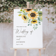 Panneau de bienvenue de mariage au tournesol rusti