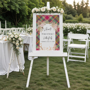 panneau de bienvenue de mariage automnal écossais
