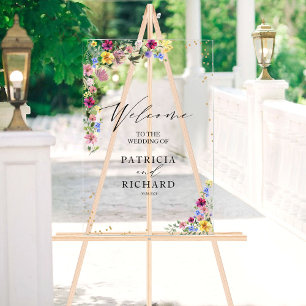 Panneau de bienvenue de mariage bohème à fleurs sa