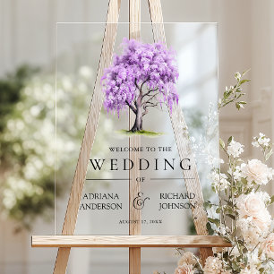 Panneau de bienvenue de mariage d'arbre floral de 