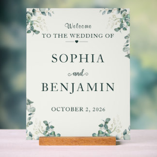 Panneau de Bienvenue de Mariage Élégant Eucalyptus