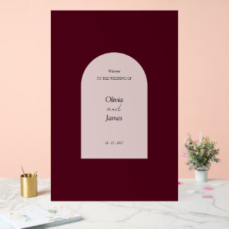 Panneau de bienvenue de mariage floral arqué en Bo