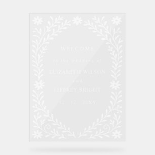 Panneau de bienvenue de mariage floral marine boho