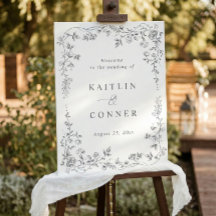 Panneau de bienvenue de mariage gris toile françai