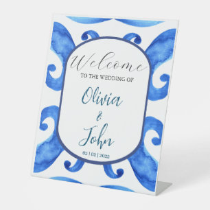 Panneau de bienvenue de mariage méditerranéen en c